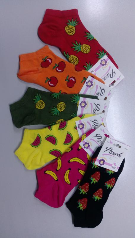 Bayan 12 Çift Meyve Desenli Patik Çorap