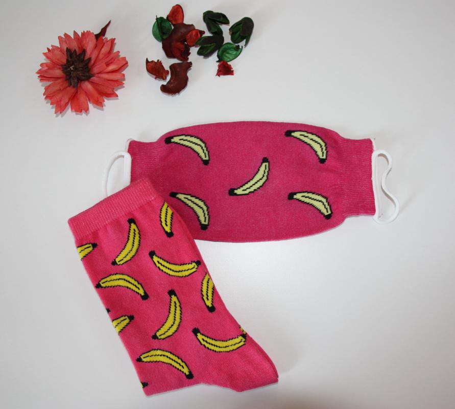 12 Çift Bayan Meyveli Soket Çorap + 12 adet yıkanabilir Maske