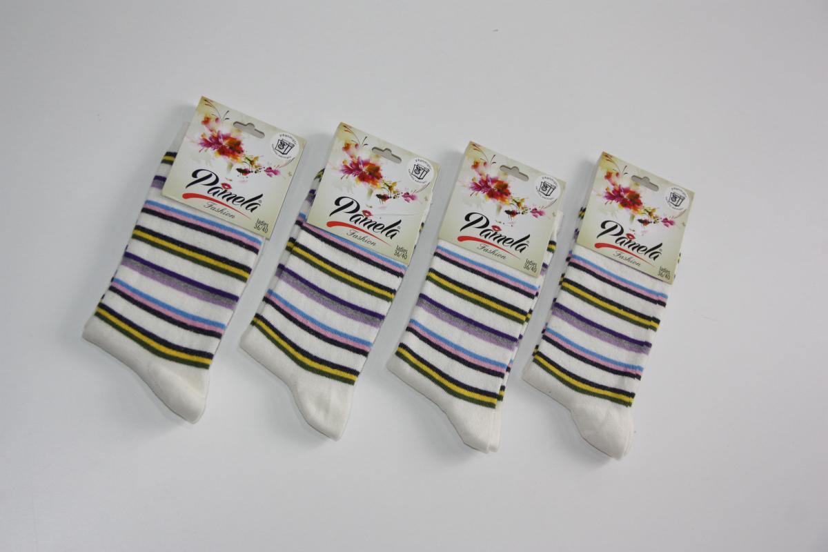 4’Lü Kadın Asortli Çizgili Desen Karışık Renk Soket Çorabı