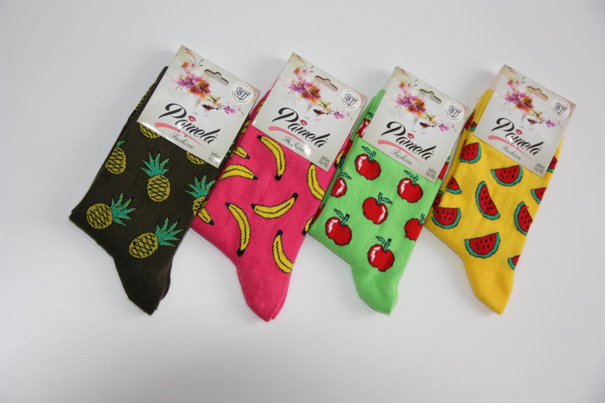4-Piece Women Assortment Fruit Pattern Mixed Color Socket Socks