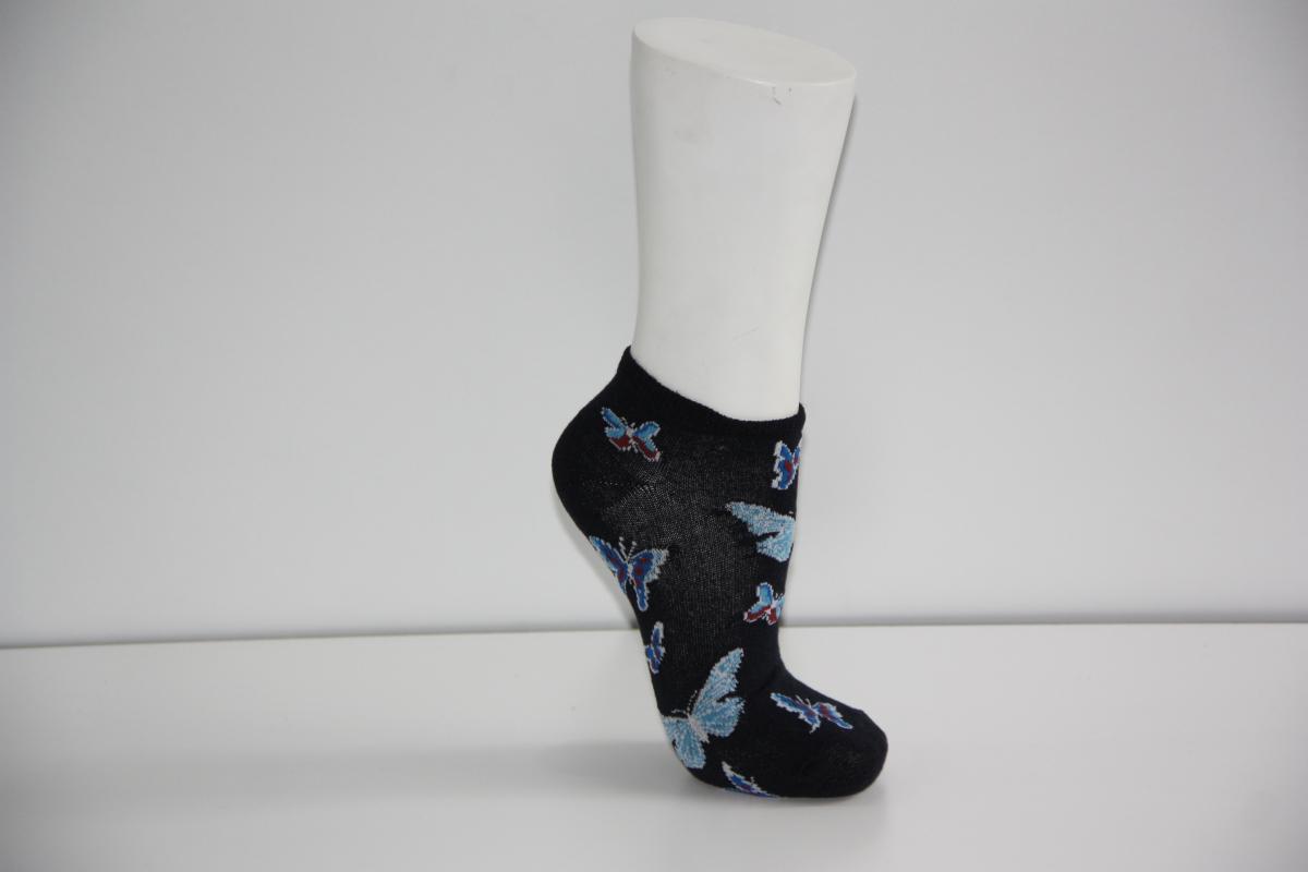 4’Lü Kadın Asortli Kelebek Desen Karışık Renk Patik Çorabı