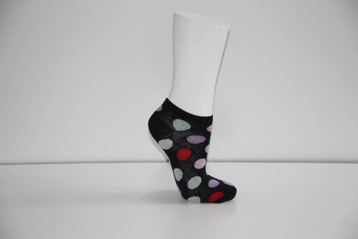 4’Lü Kadın Asortli Puantiyeli Desen Karışık Renk Patik Çorabı