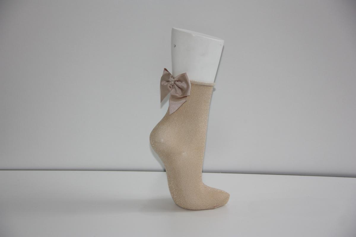 4-Piece Silvery Beige Ribbon Socket Socks