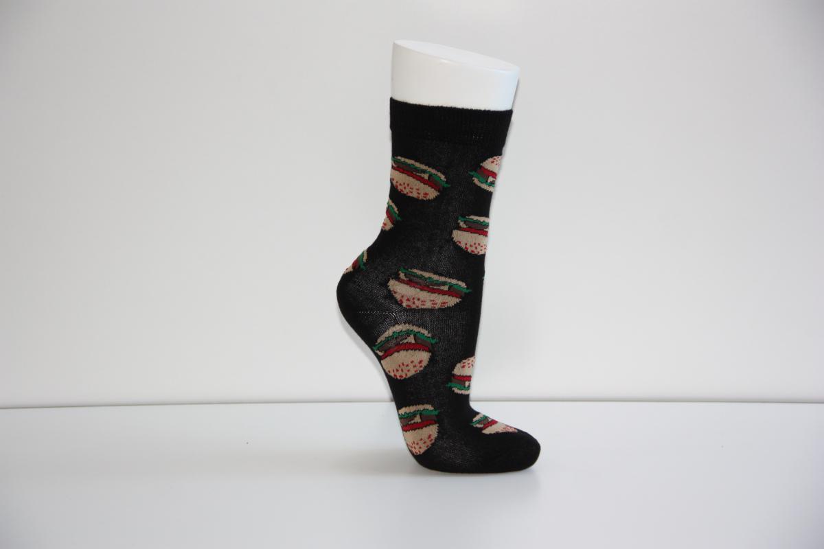 Kadın 3’Lü Hamburger Desenli Soket Çorap