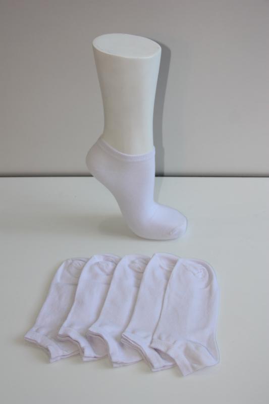 5’li Kadın Düz Beyaz Patik Çorabı