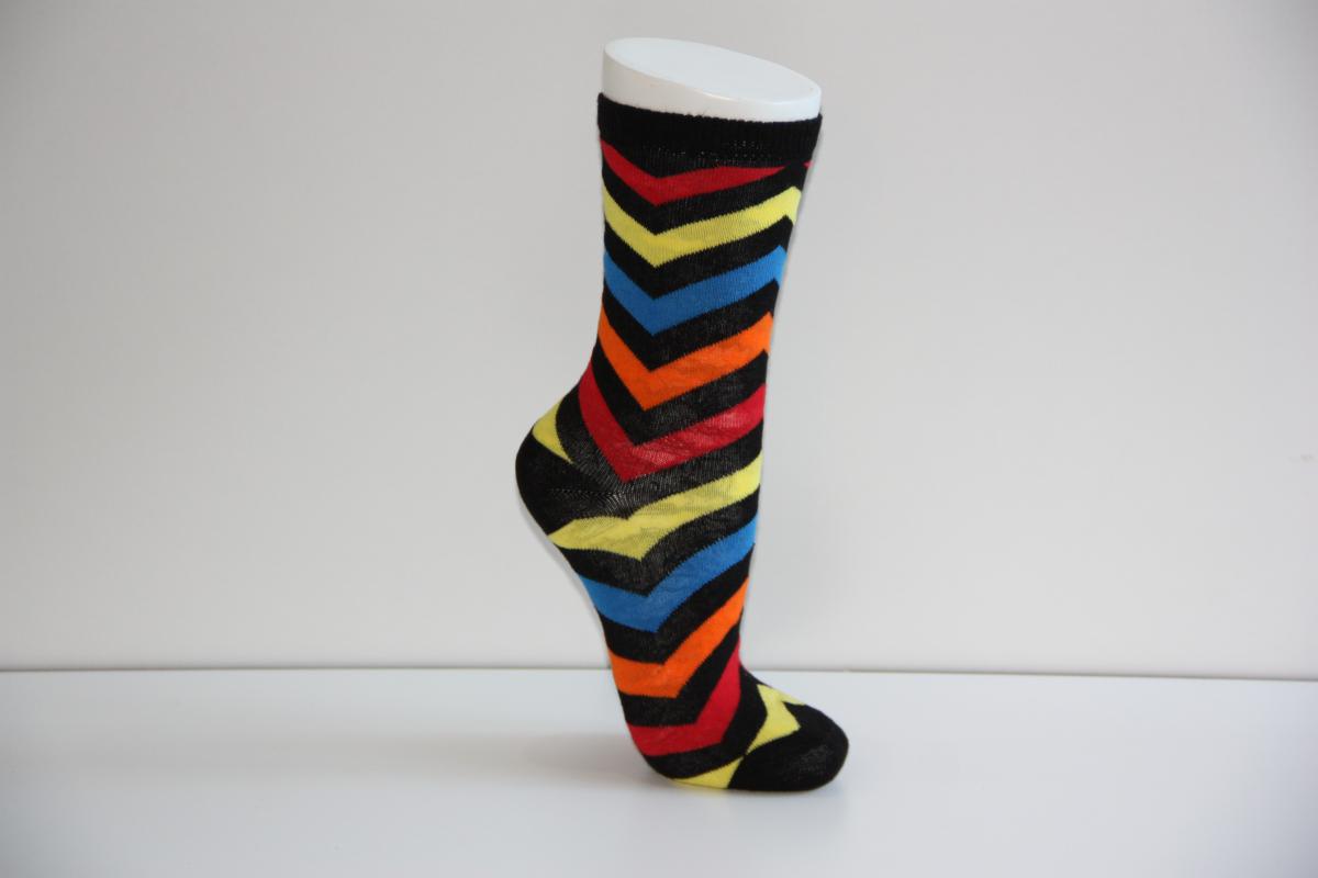4’Lü Kadın Geometrik Renkli Asortili Soket Çorabı