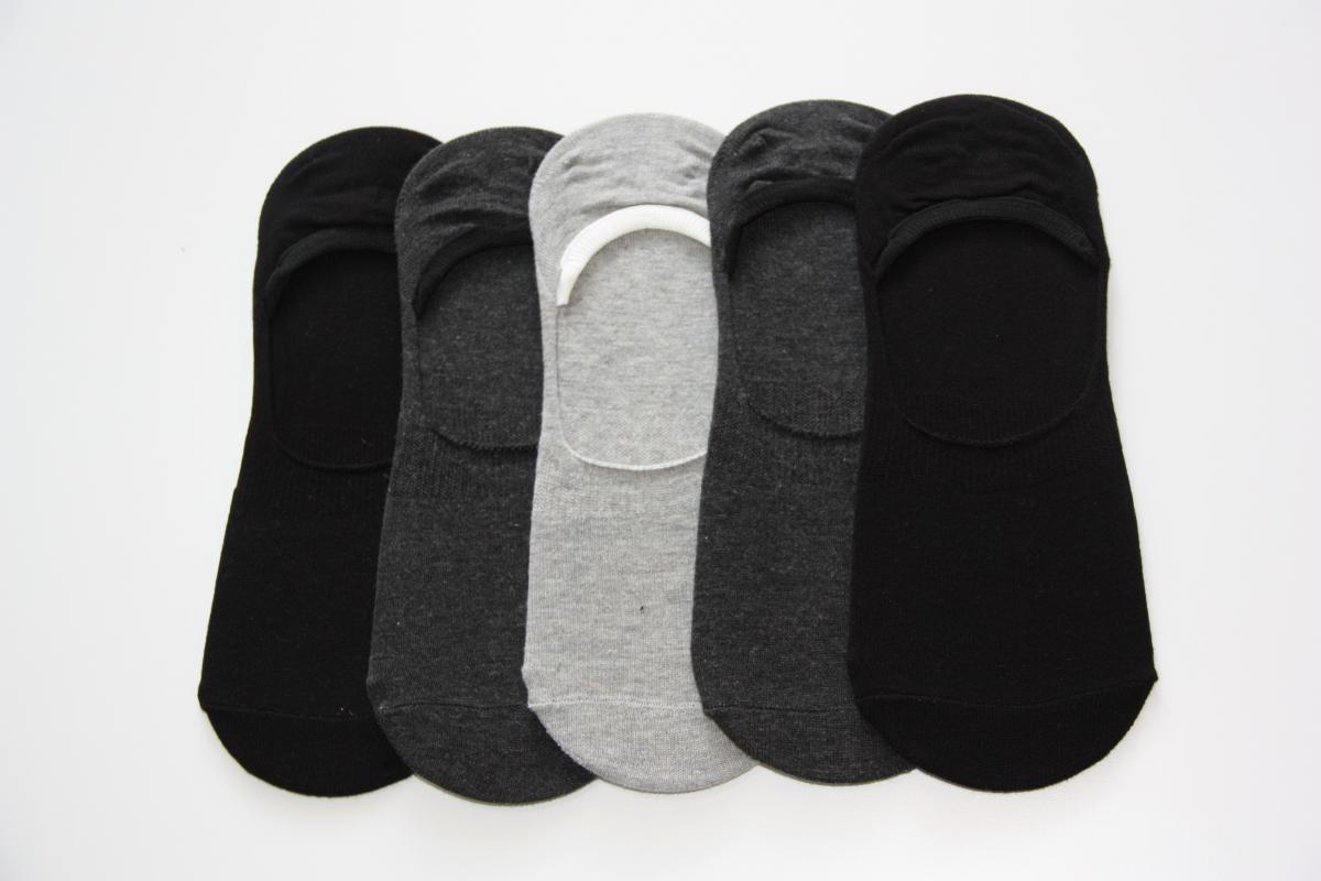 5 Piece Male Dark Gray Assortized Silicone Printed Ballet Socks