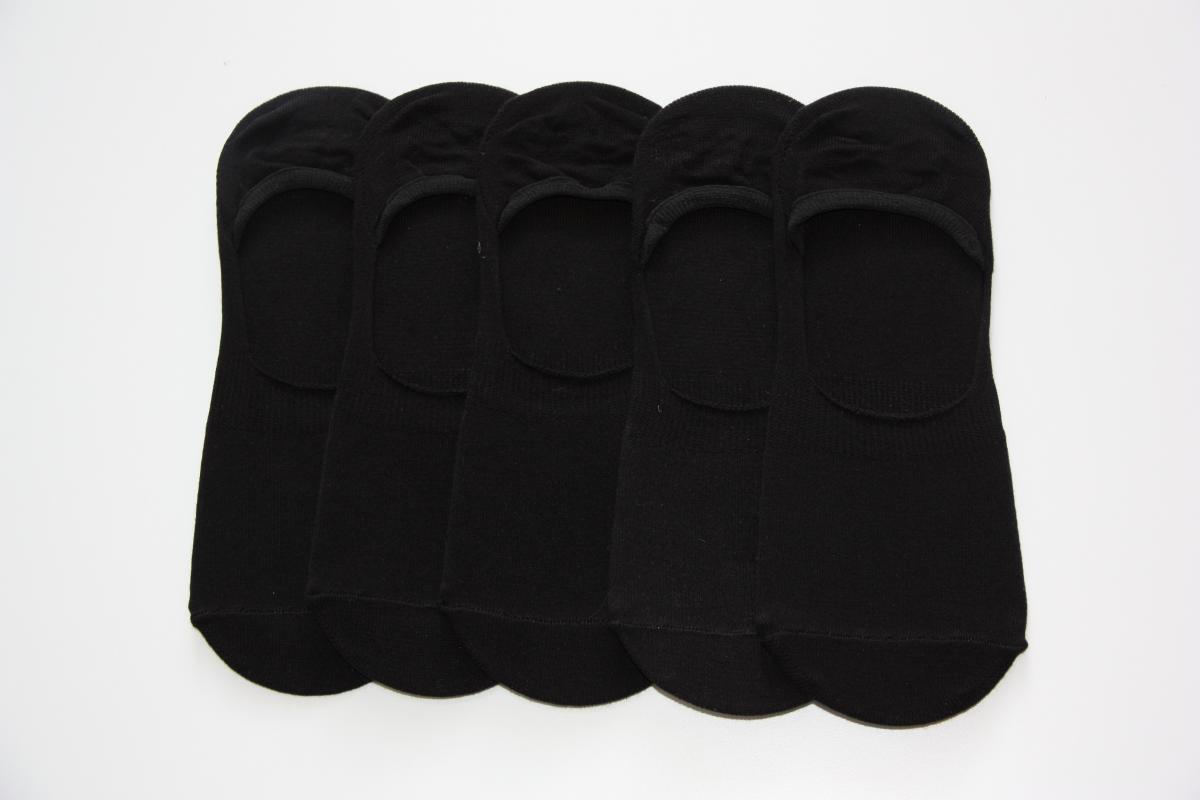 5-Piece Men’s Plain Black Silicone Printed Ballet Socks