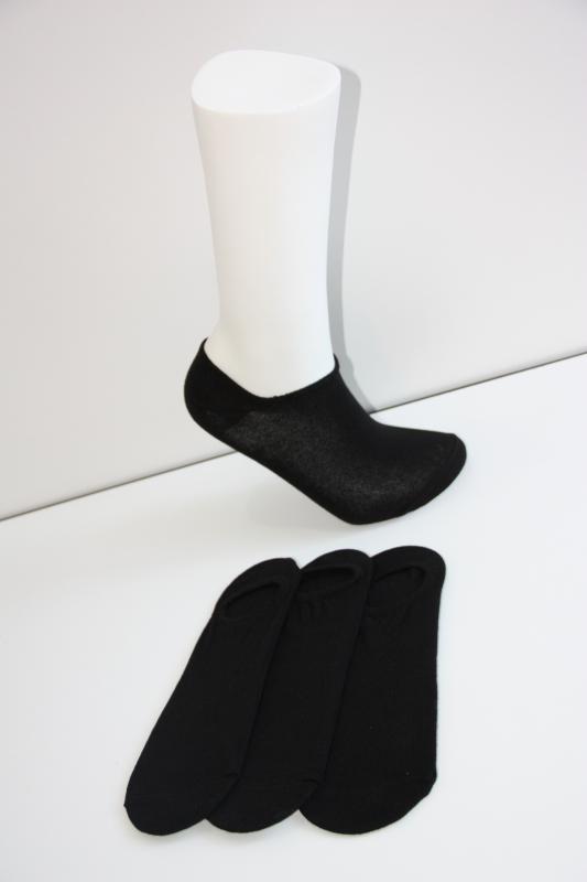 Men’s 3-Pieces Plain Black Invisible Socks