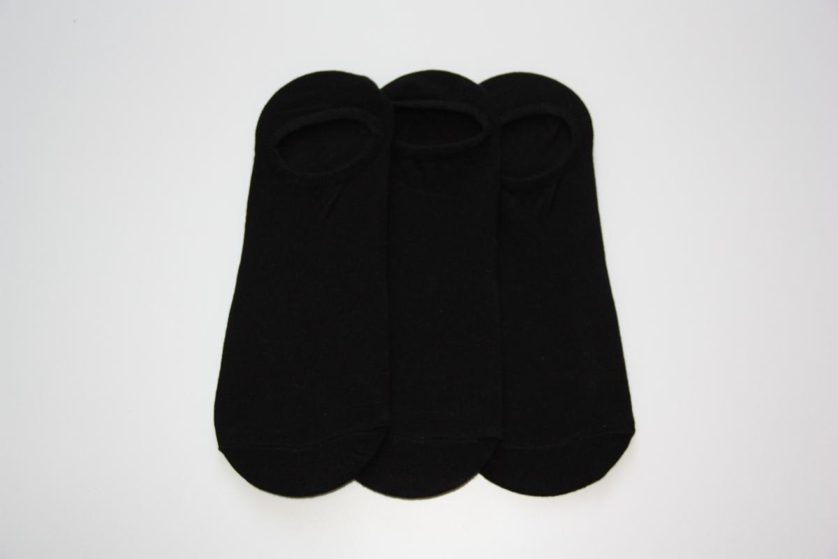 Men’s 3-Pieces Plain Black Invisible Socks