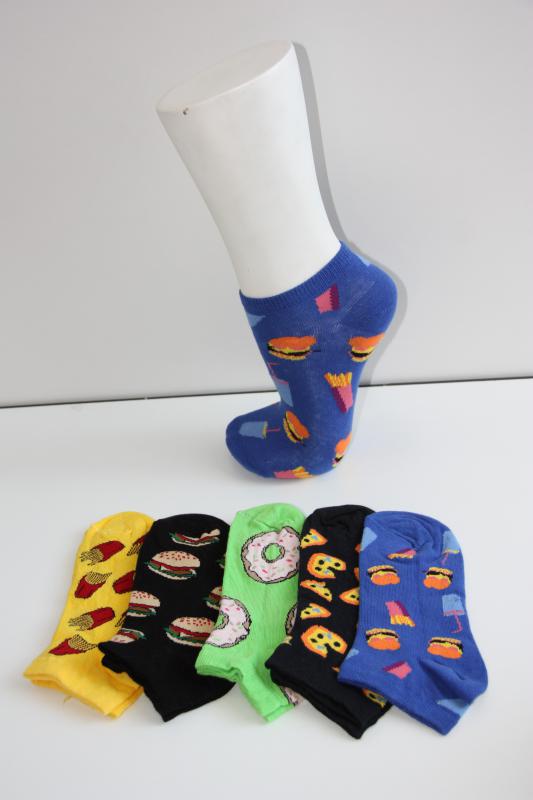 Women’s 5-Pack Fast Food Pattern Assortized Booties Socks