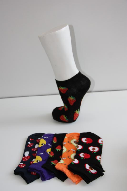 Kadın 5’li Meyve Desen Asortili Patik Çorap
