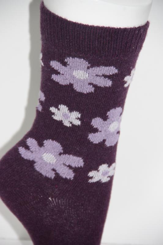 Kadın 12’li Yün Çiçek Desenli Soket Çorap