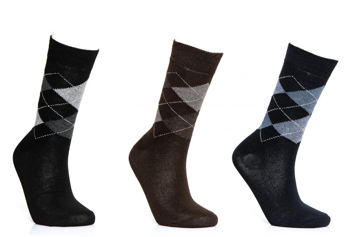 Çizgili Baklava Desen Erkek Soket Çorap