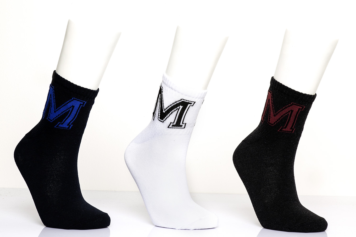 Letter Pattern 3 Packs Quarter Mens Socks