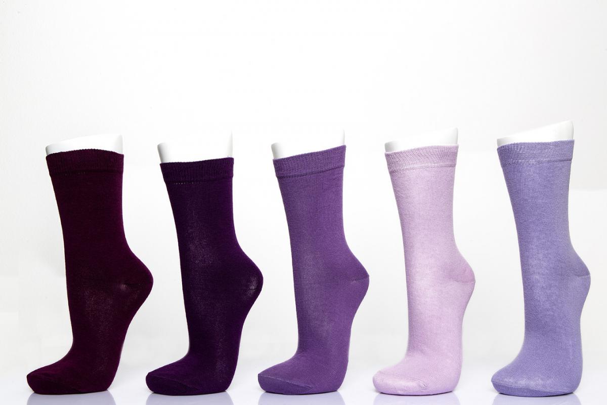 Düz Renk Mor Seri Kadın Soket Çorap