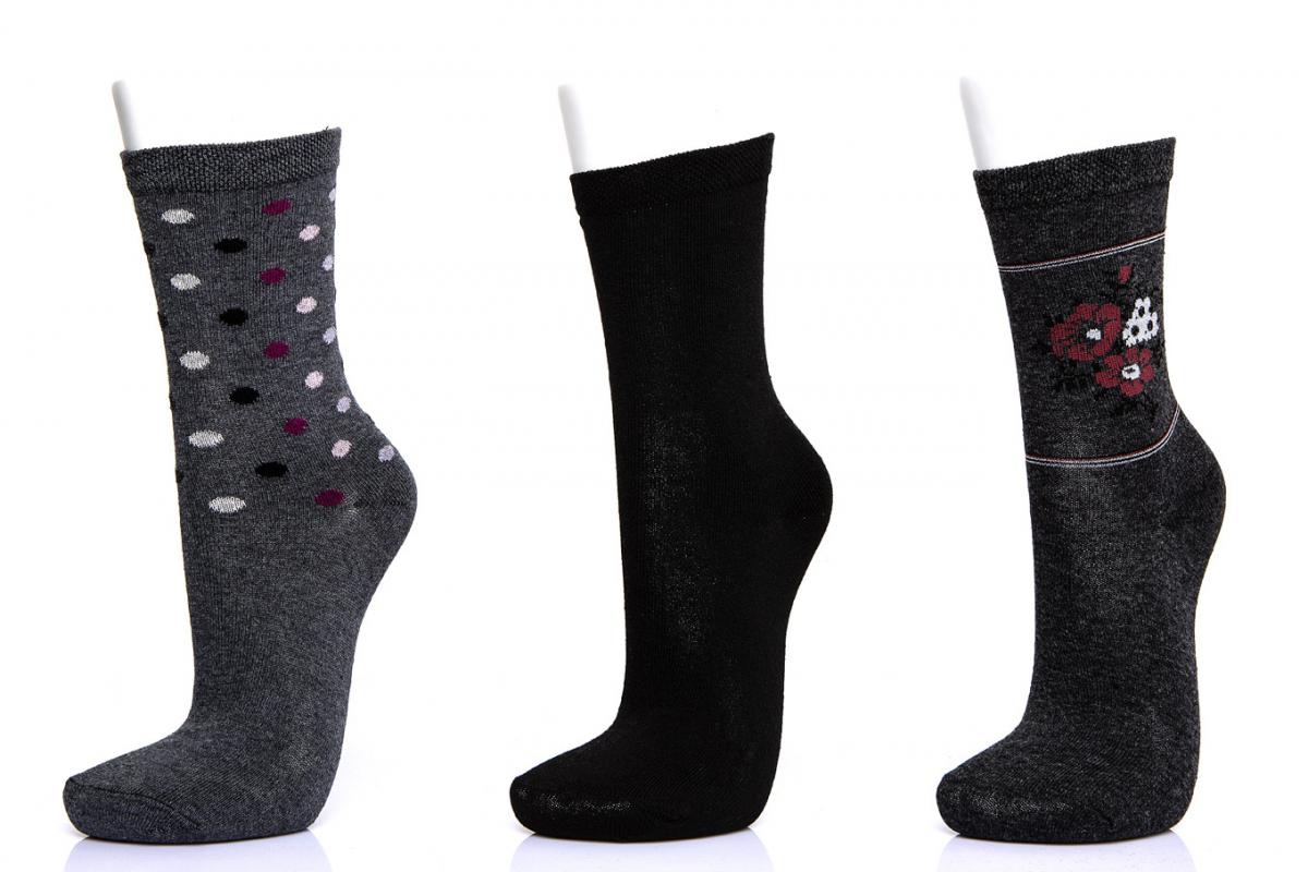 3’lü Puantiyeli-Çiçekli Kadın Soket Çorap