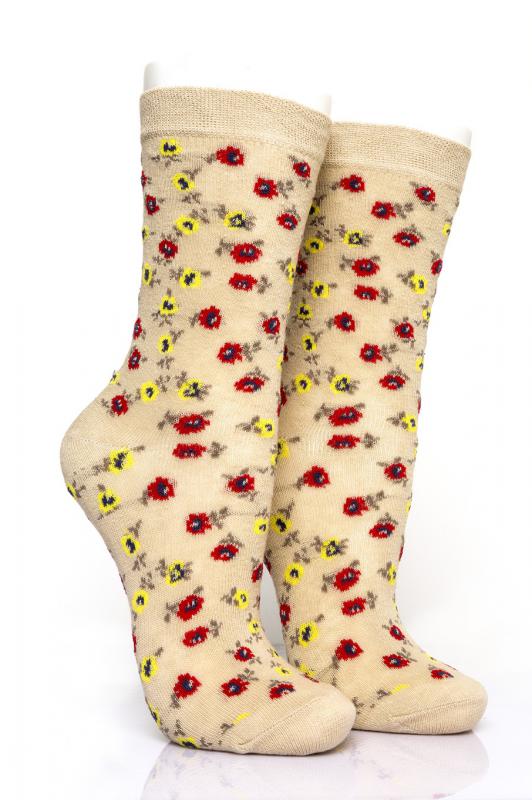 Pamela Boxed, 12 Pieces, Small Flower Pattern Female Socks 