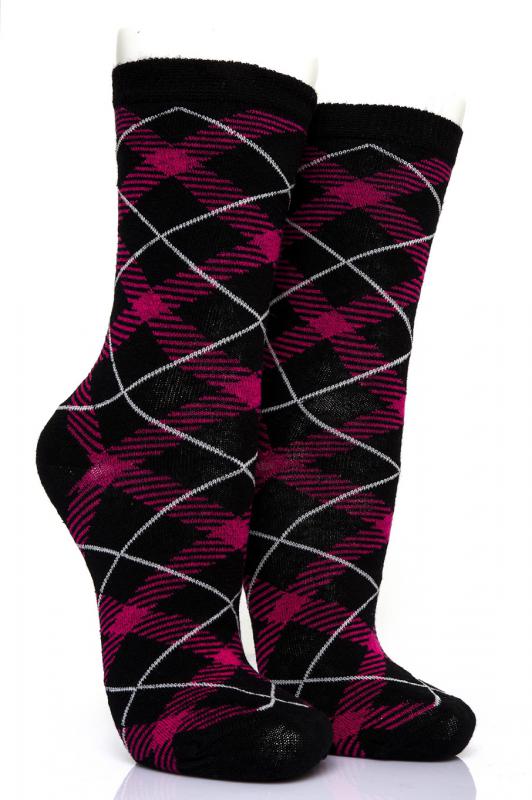 Pamela Boxed, 12 Pieces, Striped Plaid Pattern Women Socks