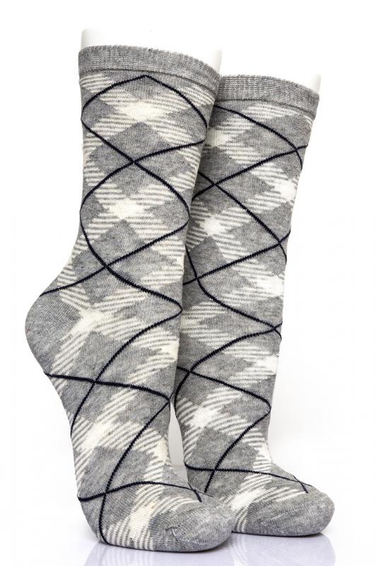 Pamela Boxed, 12 Pieces, Striped Plaid Pattern Women Socks