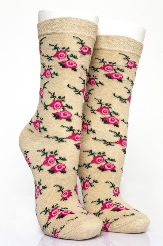 Pamela Boxed, 12 Pieces, Small Rose Pattern Women Socks