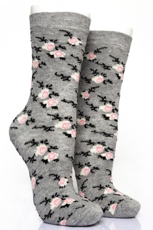 Pamela Boxed, 12 Pieces, Small Rose Pattern Women Socks