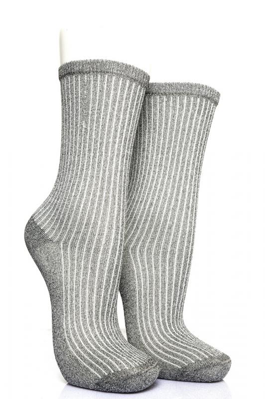 Pamela Kutulu, 12 Adet, Derbili-Simli Kadın Soket Çorap 