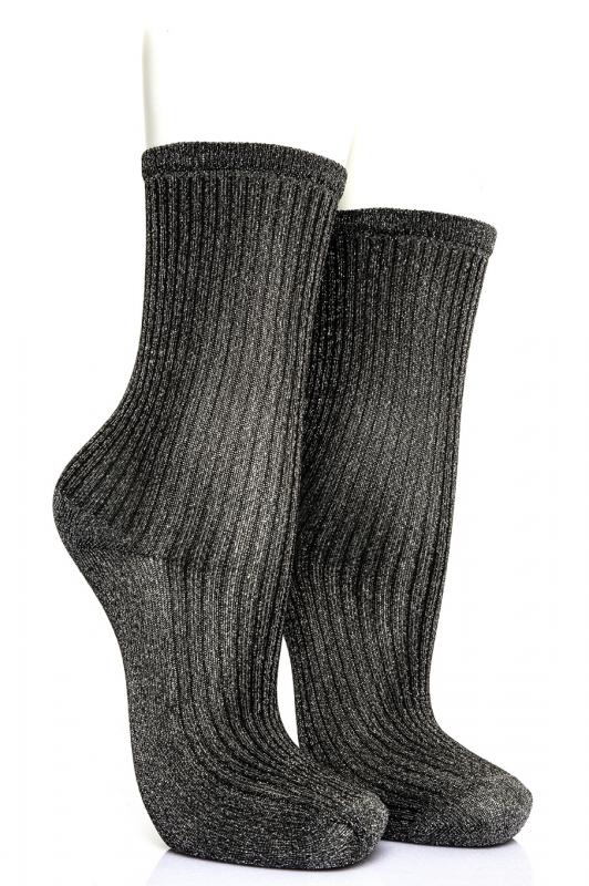 Pamela Boxed, 12 Pieces, Ribbed Lurex Female Socks