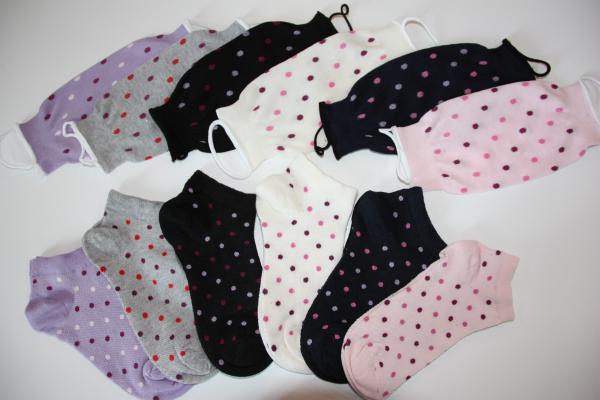 12 Pair Women Ankle Socks with 12 piece Mask