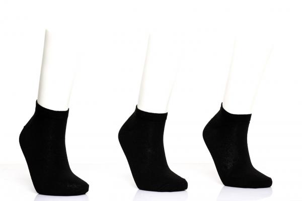 Düz Renk Siyah 3’lü Erkek Patik Çorap 