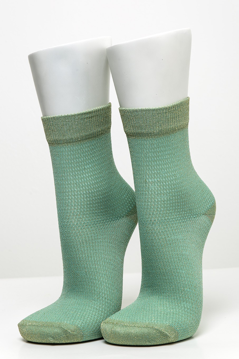 Women’s 2-Piece Green Salmon Mesh Silvery Socks Socket