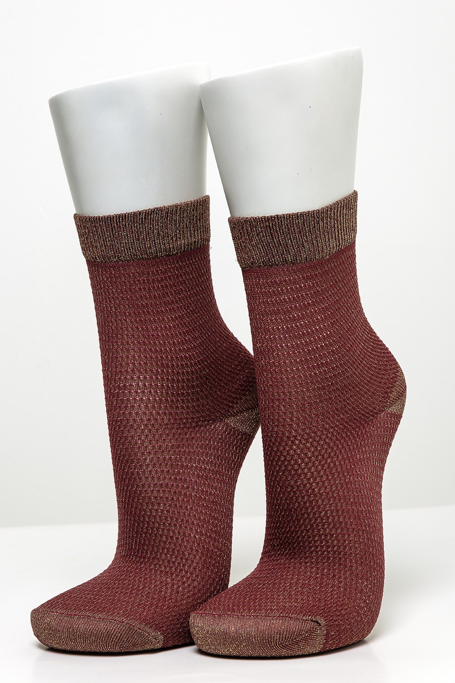 Women’s 2-Piece Mesh Black Burgundy Silvery Socks Socket