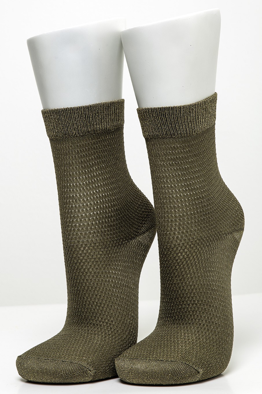 Kadın 2’li Haki-Bej Fileli Simli Çorap Soket