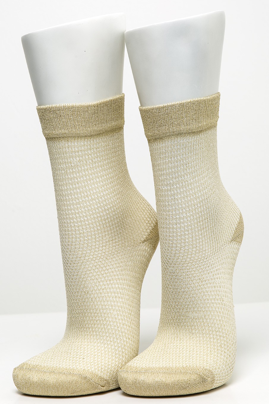 Women’s 2-piece Khaki-Beige Netted Silvery Socks Socket